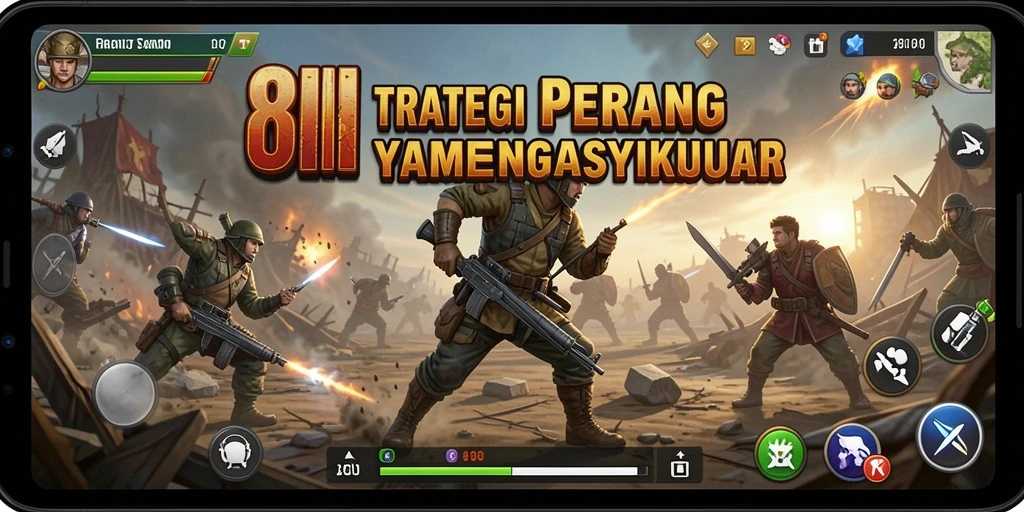 Screenshot 8II menunjukkan aksi pertempuran strategi yang epik.