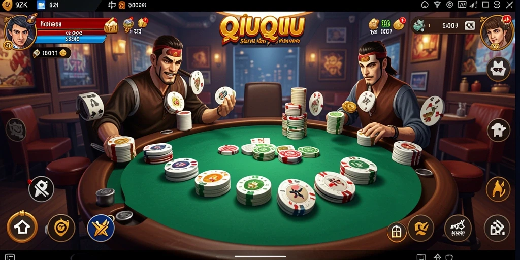 Tampilan gameplay QiuQiu yang seru dalam 9ZK.