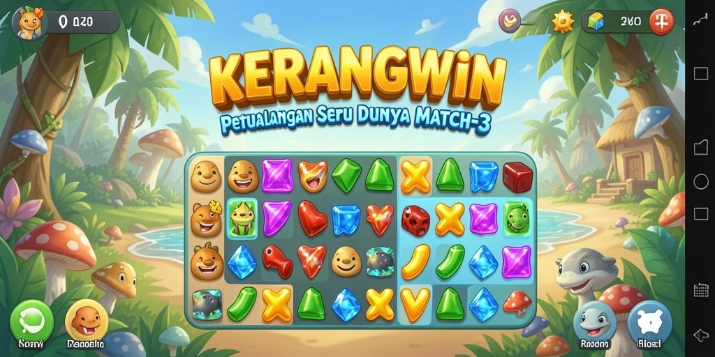 Tangkapan layar gameplay KERANGWIN yang penuh warna dan menarik.