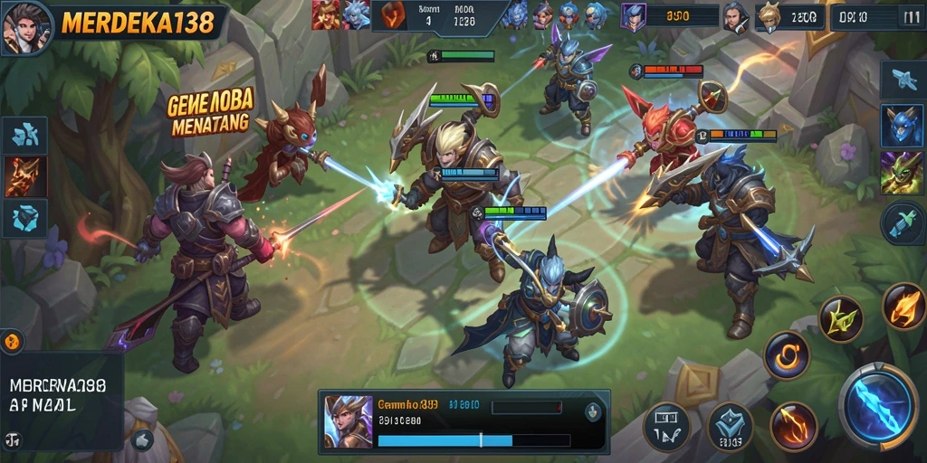 Tampilan seru gameplay MOBA dalam MERDEKA138.