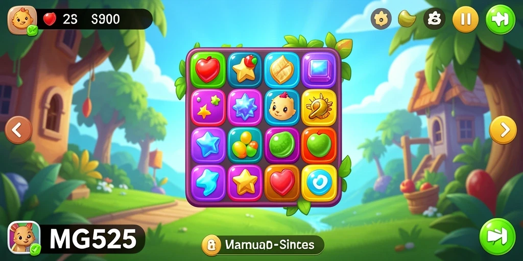 Tampilan gameplay MG525 yang penuh warna dalam genre Match-3.