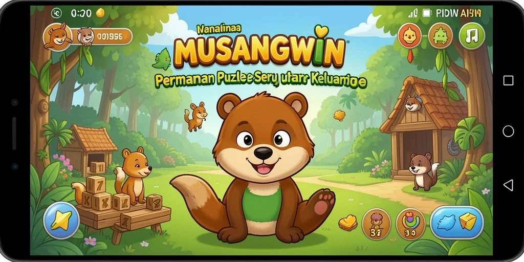 Tampilan gameplay dari MUSANGWIN menampilkan puzzle yang penuh warna dan menantang.