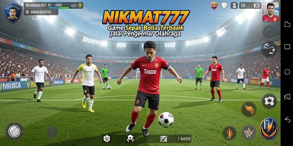 Tampilan gameplay seru dalam NIKMAT777 saat pertandingan sepak bola.