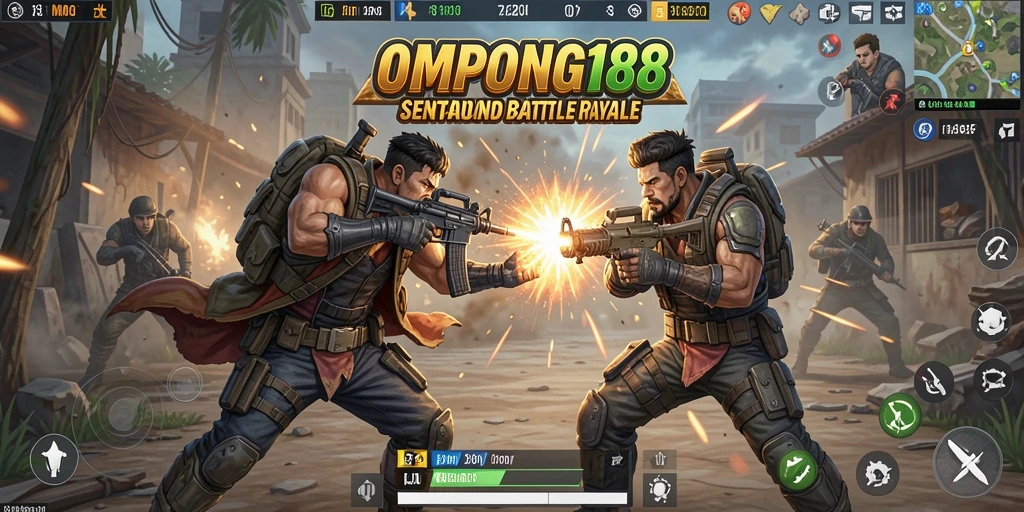 Tangkapan layar gameplay OMPONG188 yang menampilkan aksi Battle Royale yang mendebarkan.