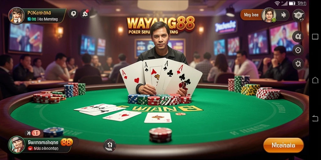 Tampilan antarmuka menarik dalam permainan Poker WAYANG88.