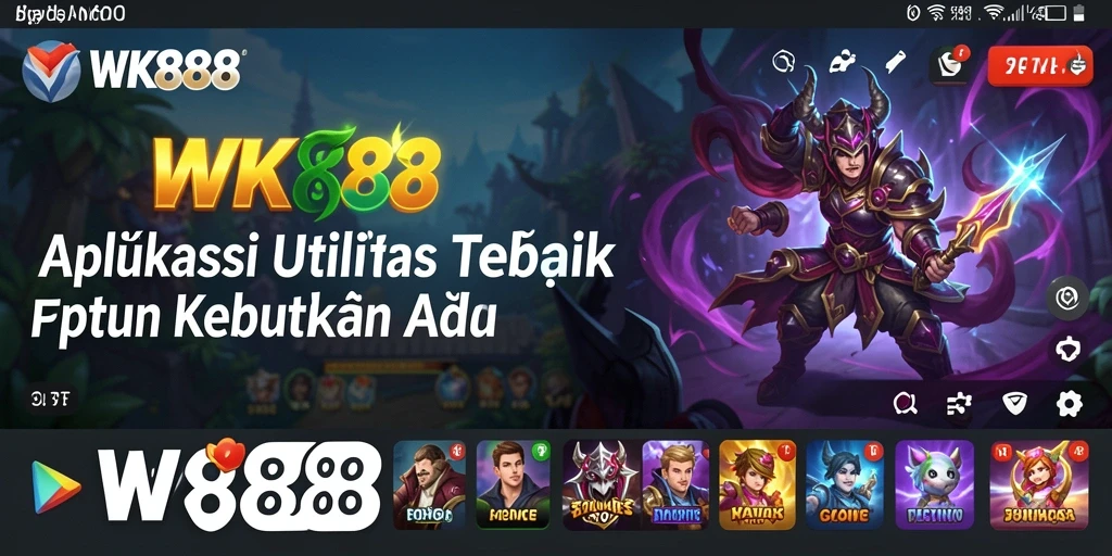 Tampilan antarmuka aplikasi WK888 dengan fitur utilitas yang lengkap.